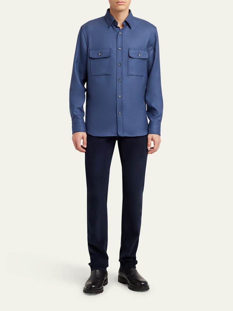 Brioni Men's Wool Twill Double-Pocket Military Shirt outlook