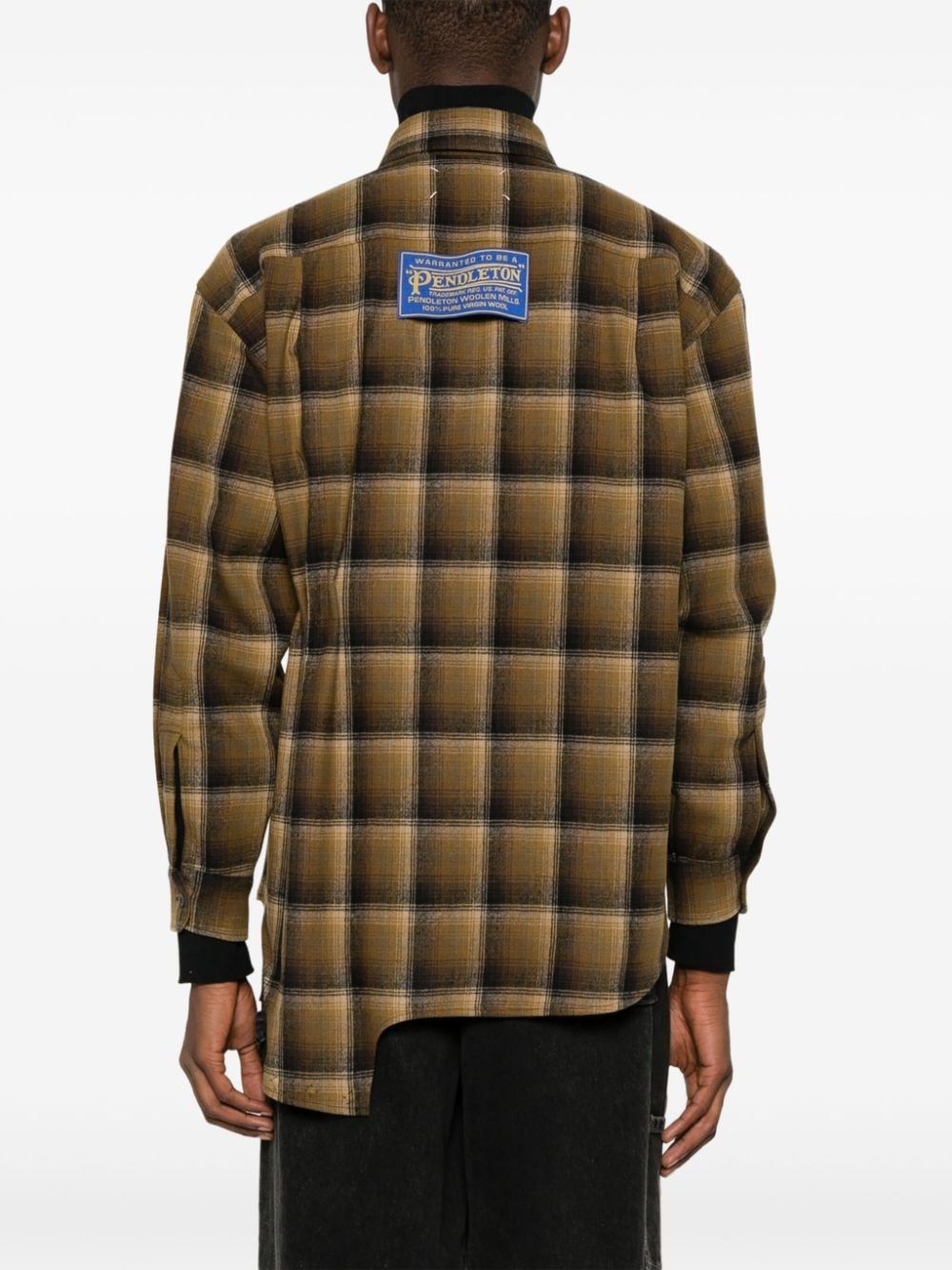 x Pendleton asymmetric plaid wool shirt - 4