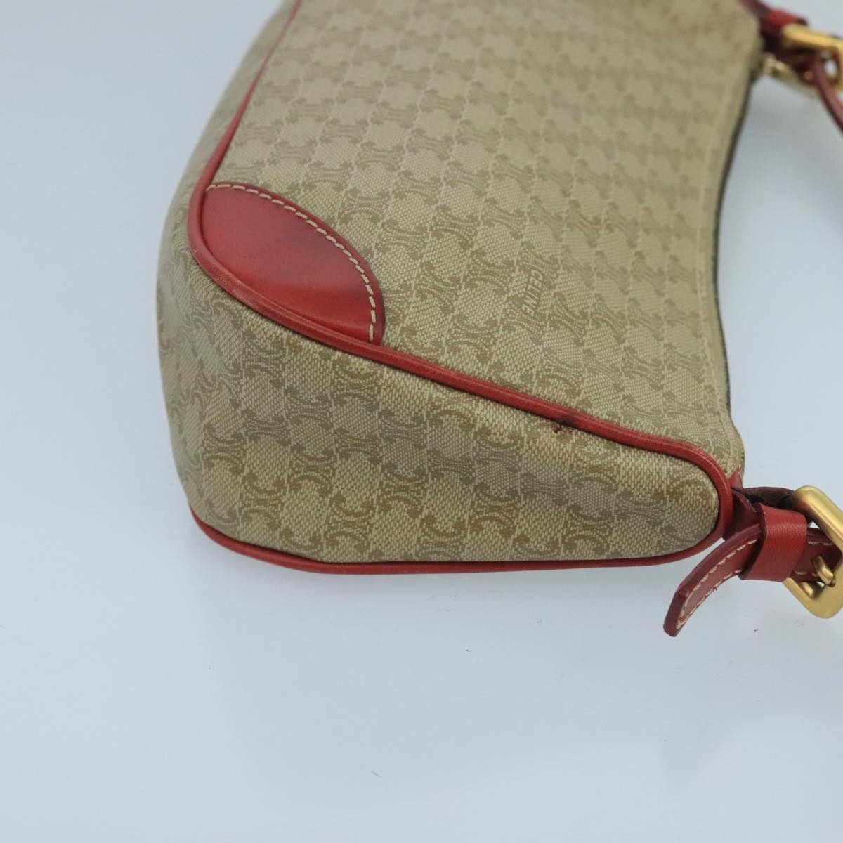 CELINE Macadam Canvas Hand Bag Pvc Leather Beige Red - 3