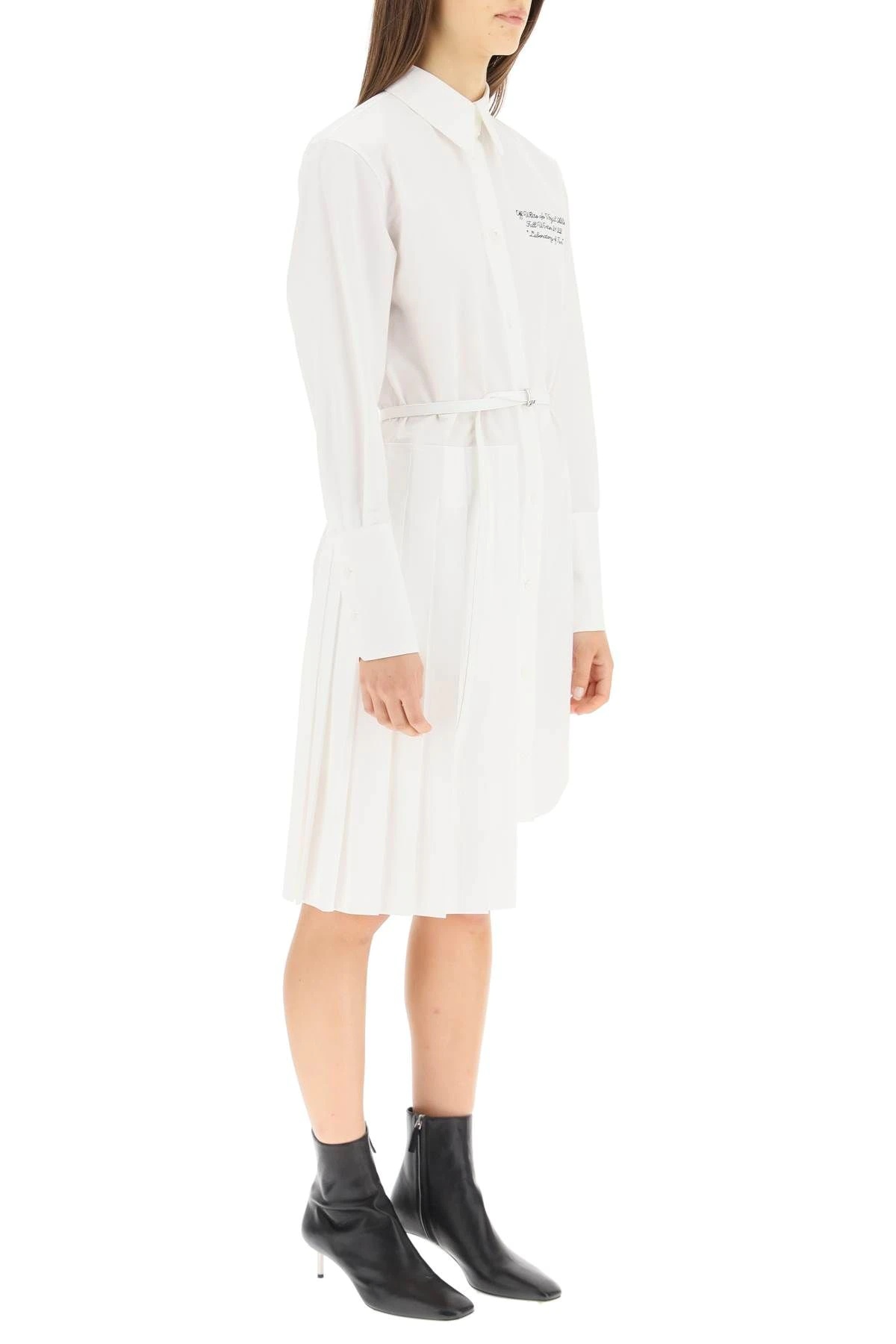 SHIRT DRESS WITH PLEATED PANEL - 3