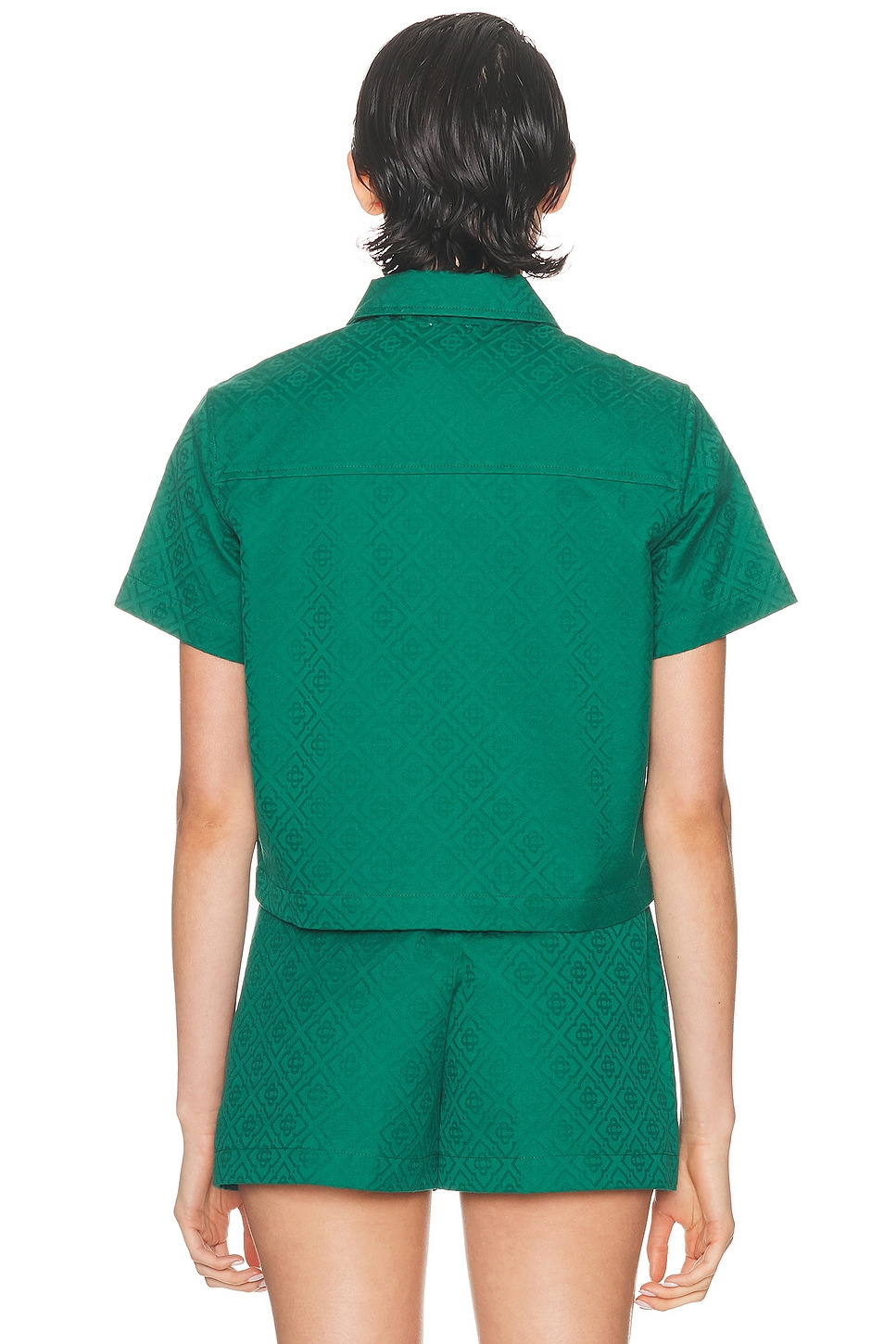 Cropped Monogram Zip Up Shirt - 3