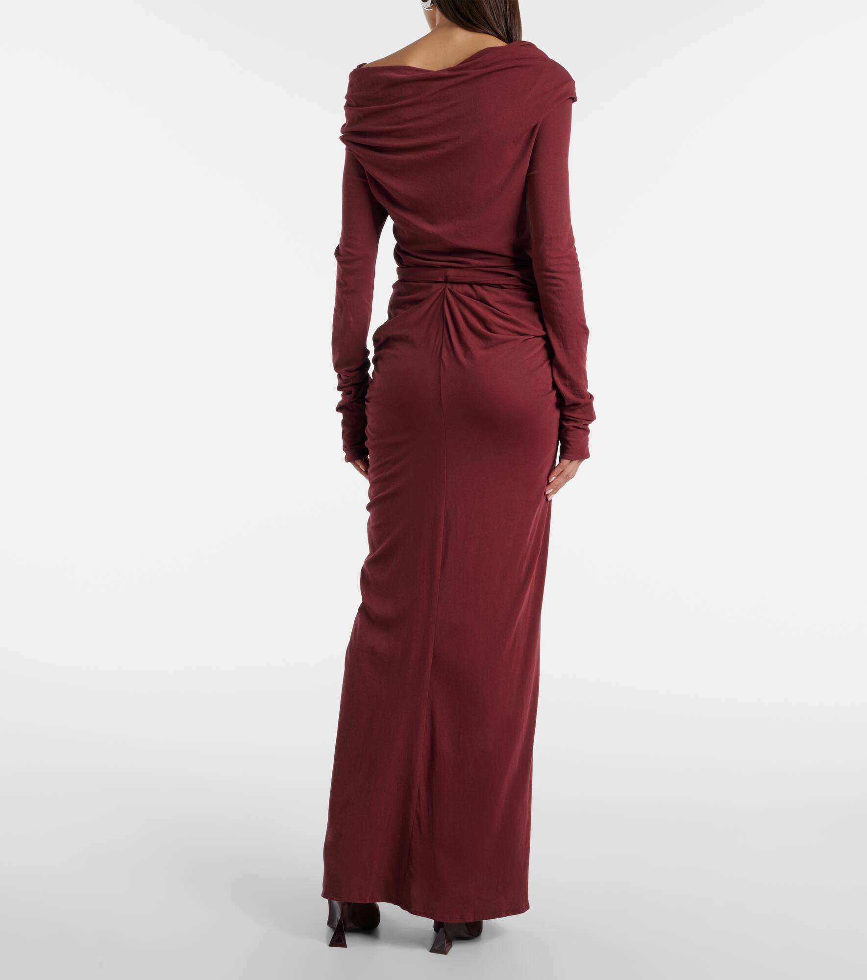 Gathered cotton-blend jersey maxi skirt - 3