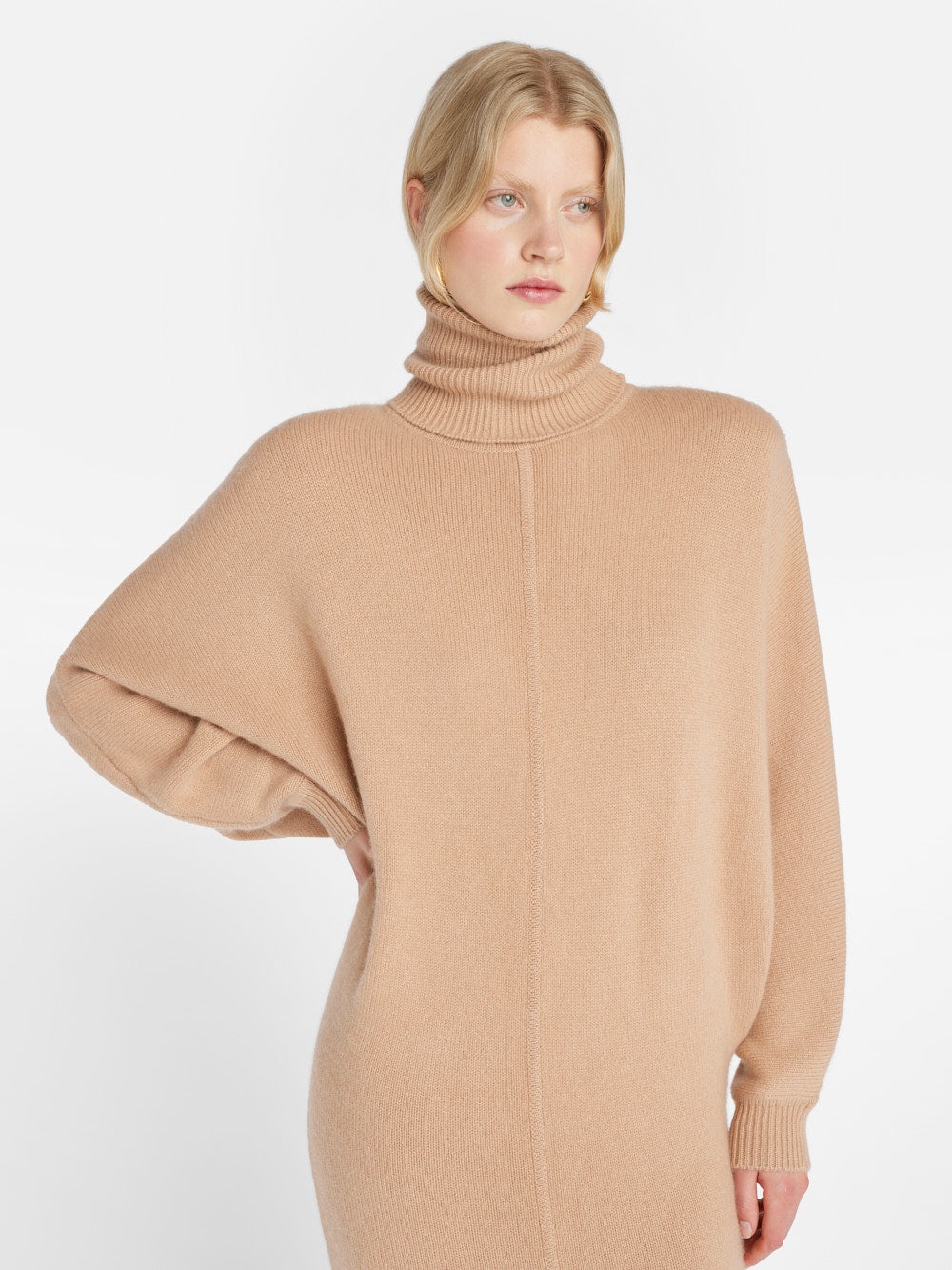 Long Cashmere Dolman Dress in Blush - 6