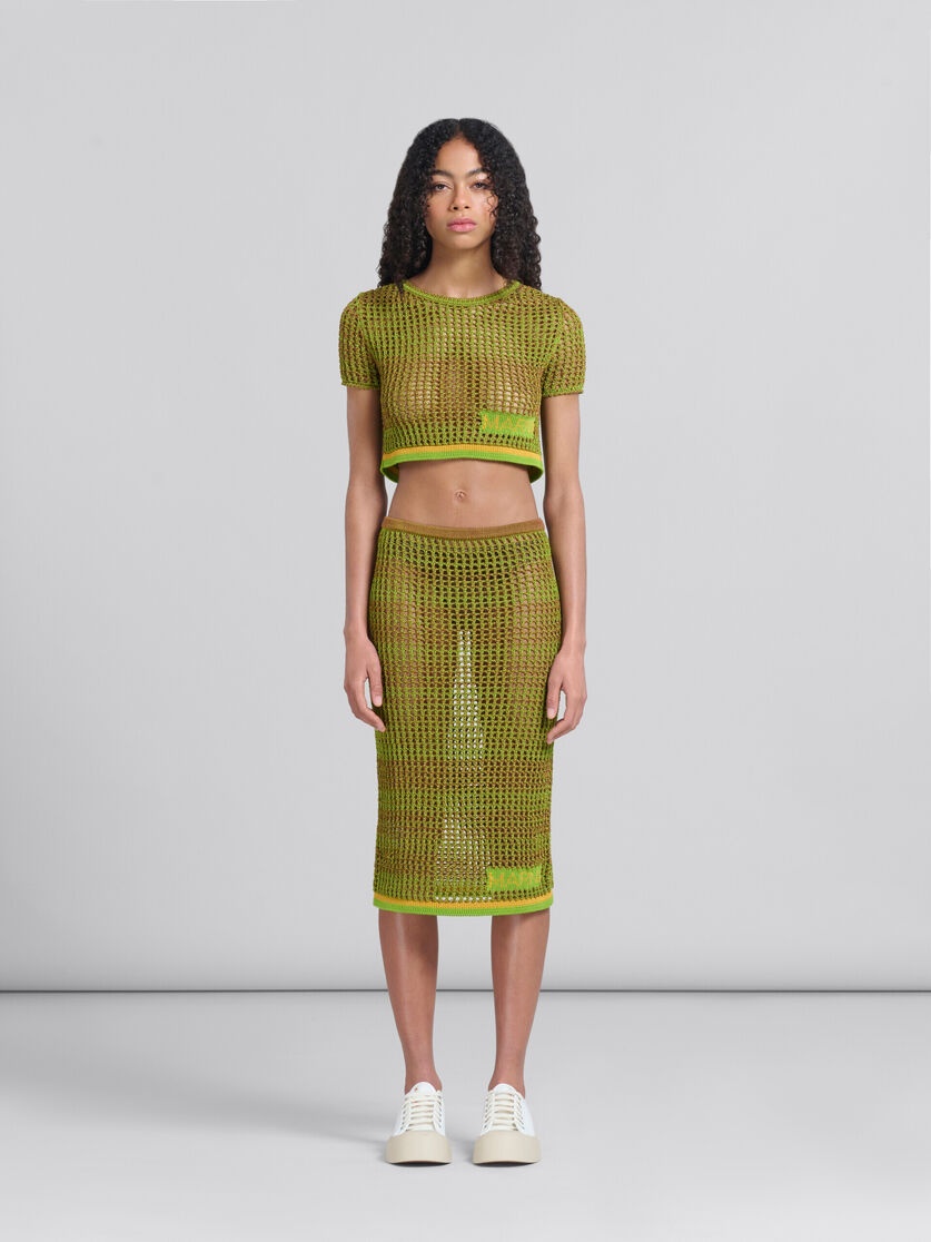 GREEN ORGANIC COTTON NET MIDI SKIRT - 1