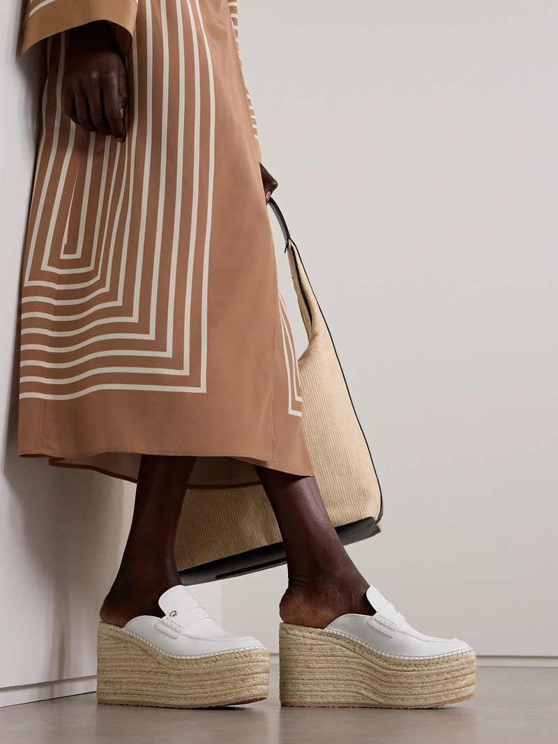 Gianvito Rossi Maxilla 45 Leather Platform Wedge Loafers outlook