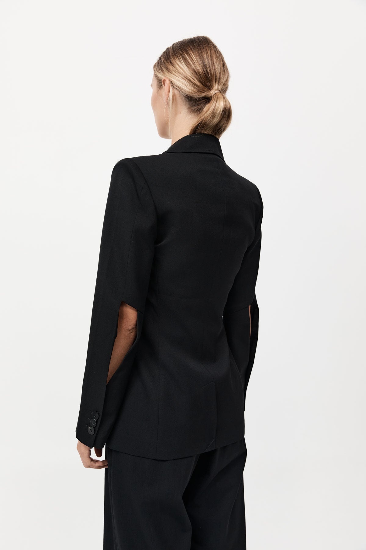 Slim Cut Out Blazer - Black - 3