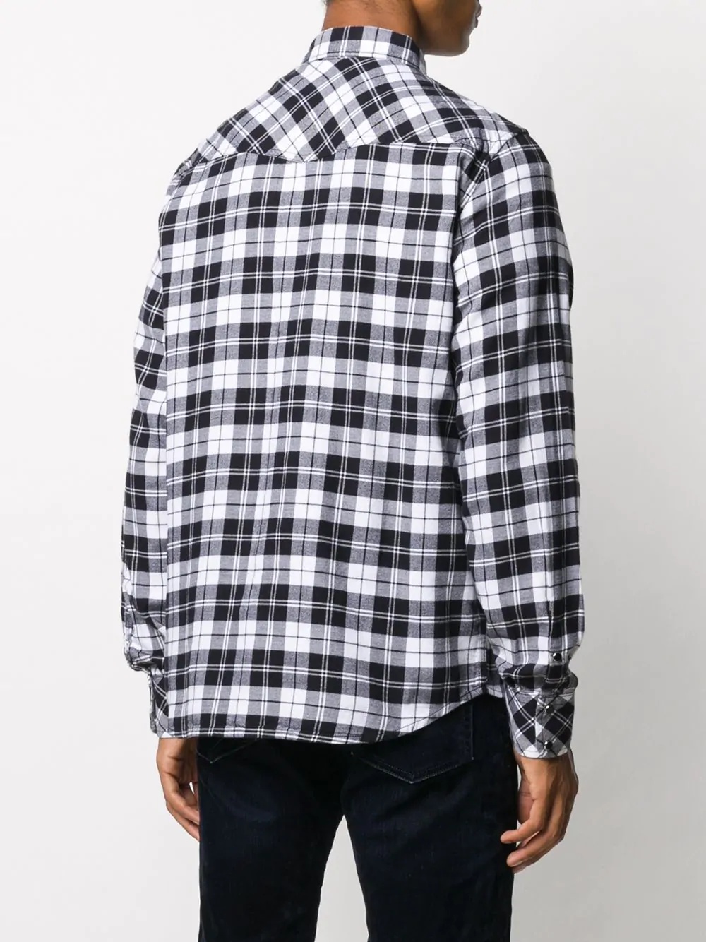 plaid print long-sleeved shirt - 4