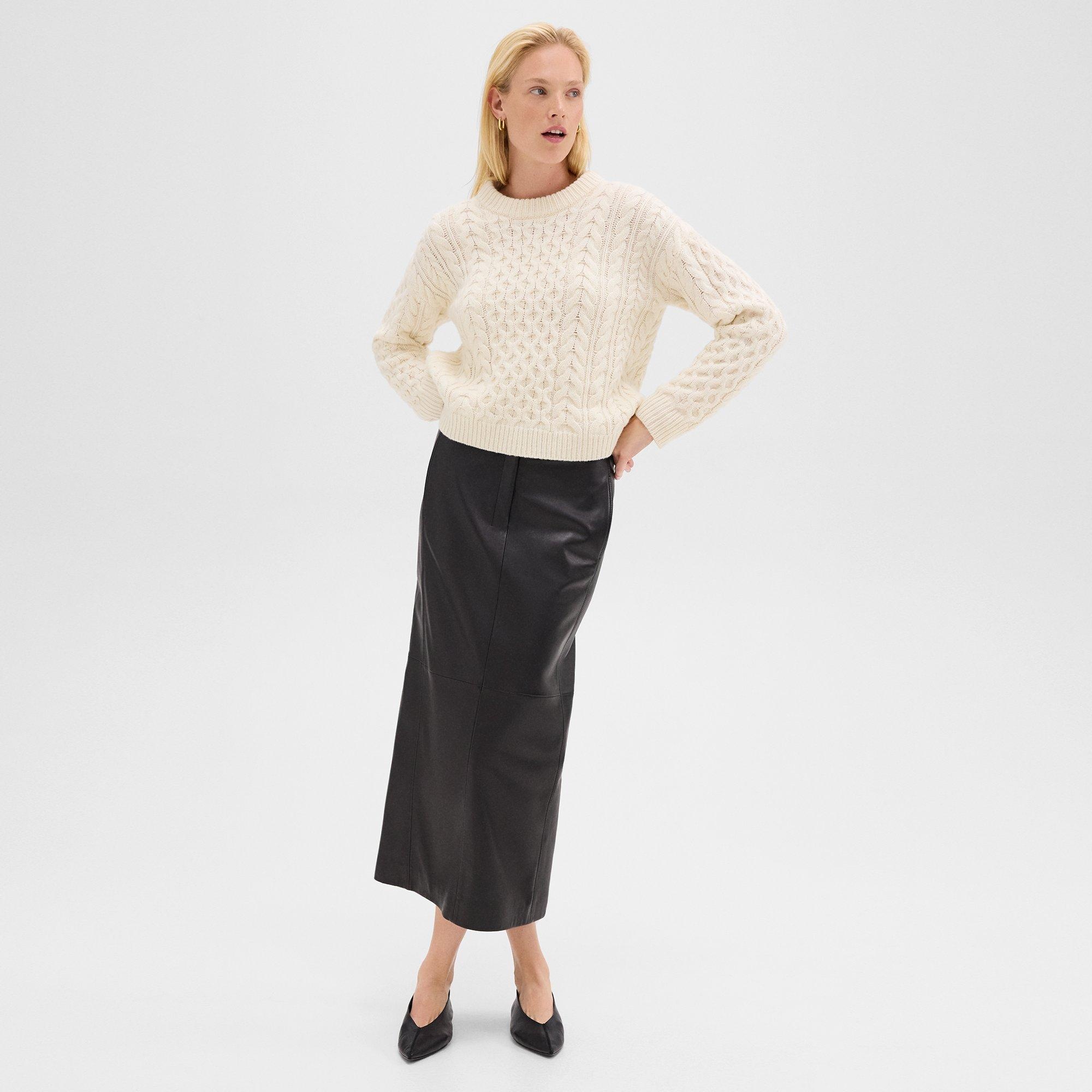 Cable Knit Sweater in Felted Wool-Cashmere - 6