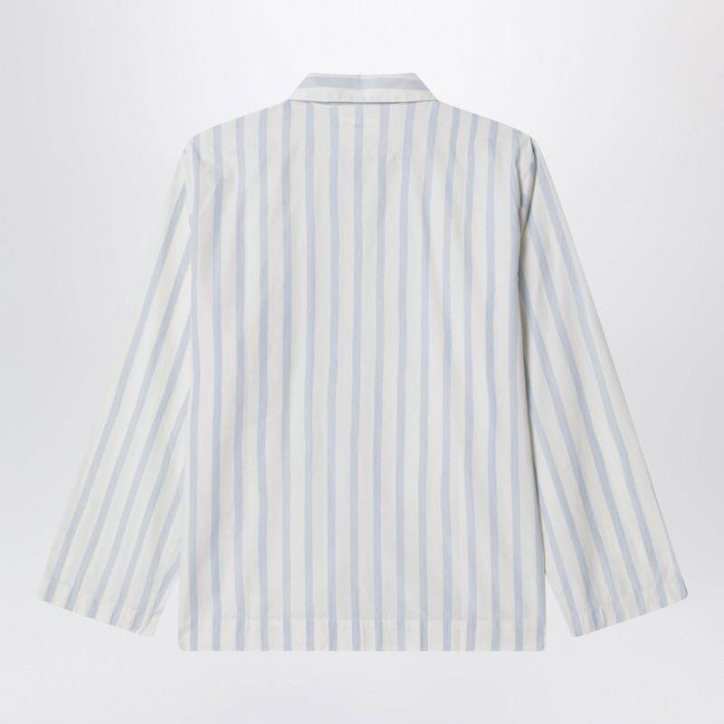TEKLA White pajama shirt with light blue stripes outlook
