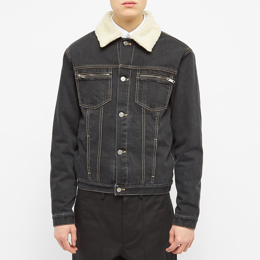 Givenchy Text Logo Shearling Denim Jacket - 4