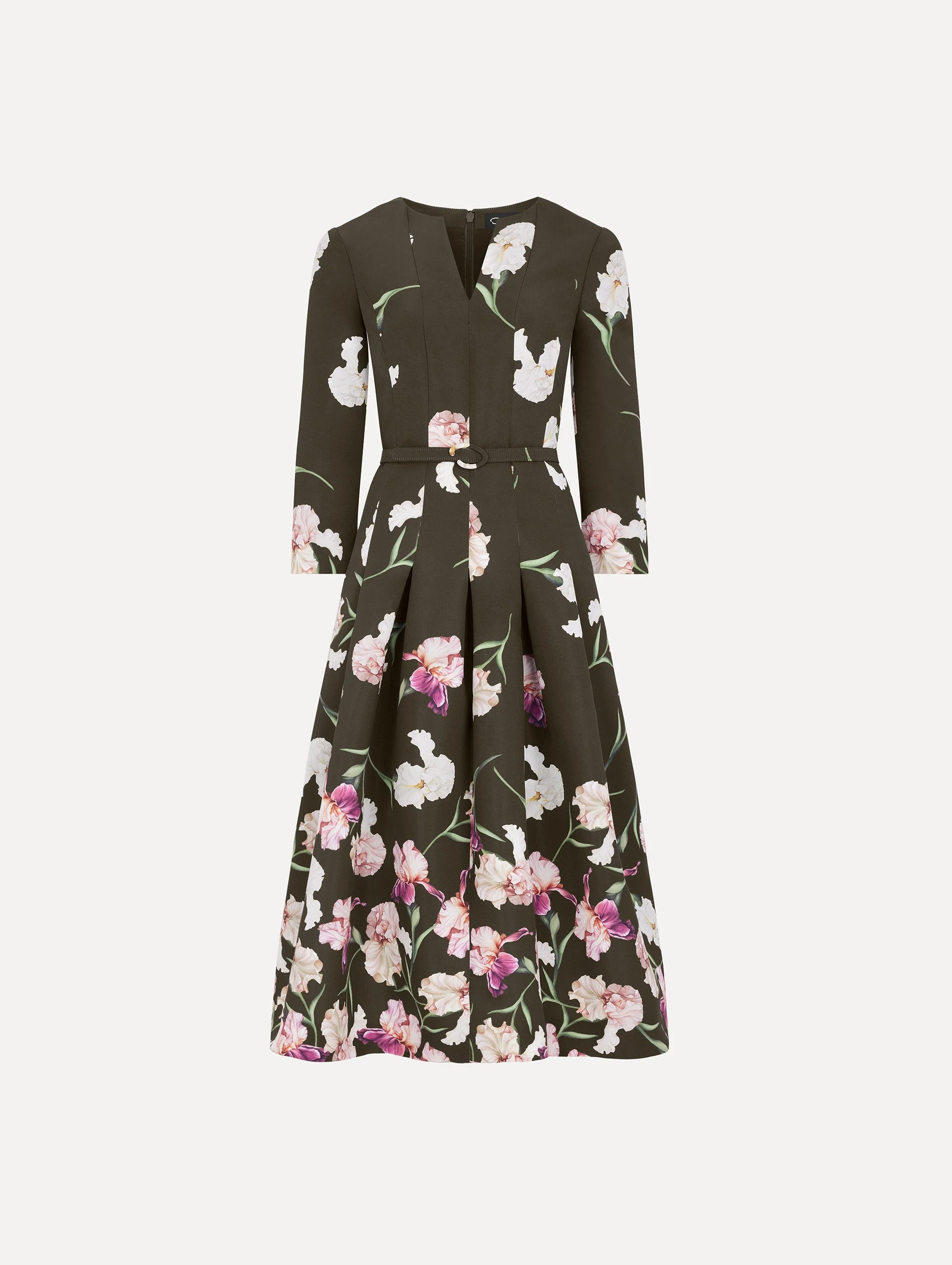LONG SLEEVE PAINTED IRIS DEGRADE FAILLE COCKTAIL DRESS - 1