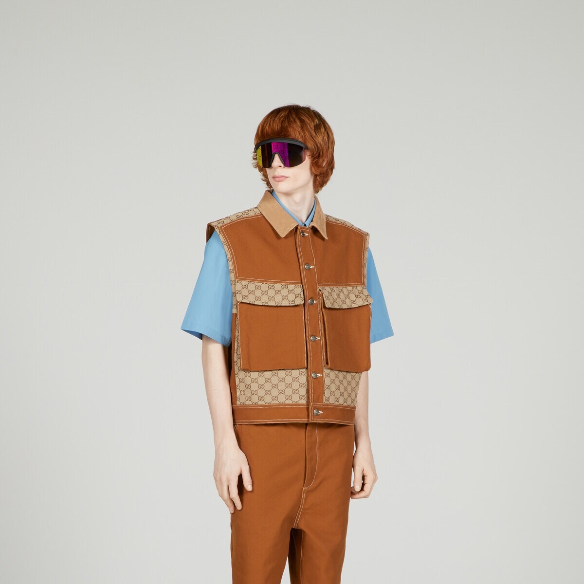 Cotton canvas and GG Supreme gilet - 6