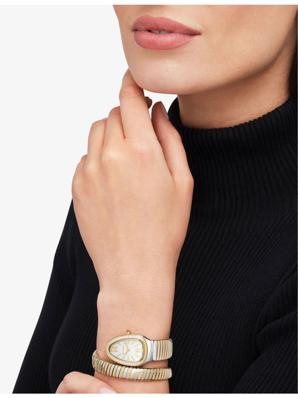 BR858992 Serpenti Tubogas 18ct yellow-gold, stainless steel and brilliant-cut diamond quartz watch - 3