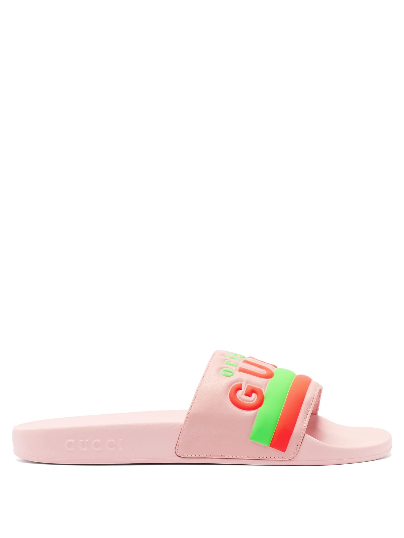 Original-logo leather slides - 1