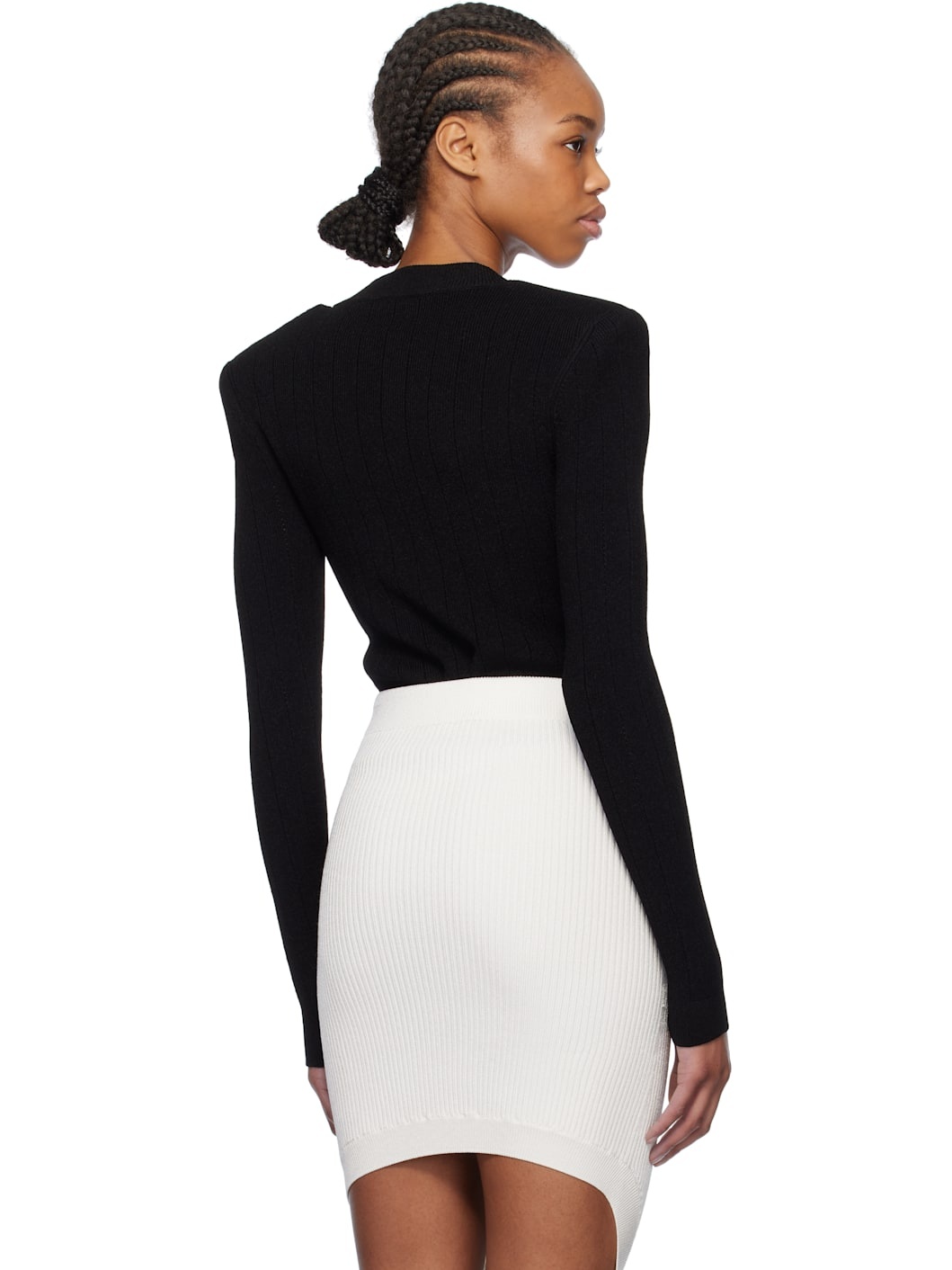 Black Cropped Knit Cardigan - 3