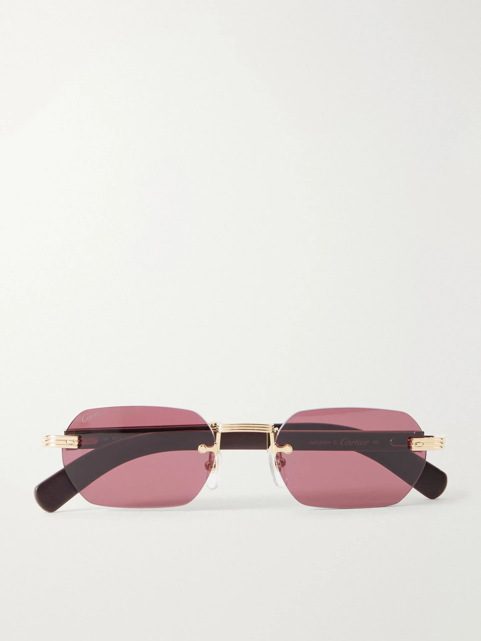 Première de Cartier Square-Frame Gold-Tone Metal and Wood Sunglasses Gold - 1