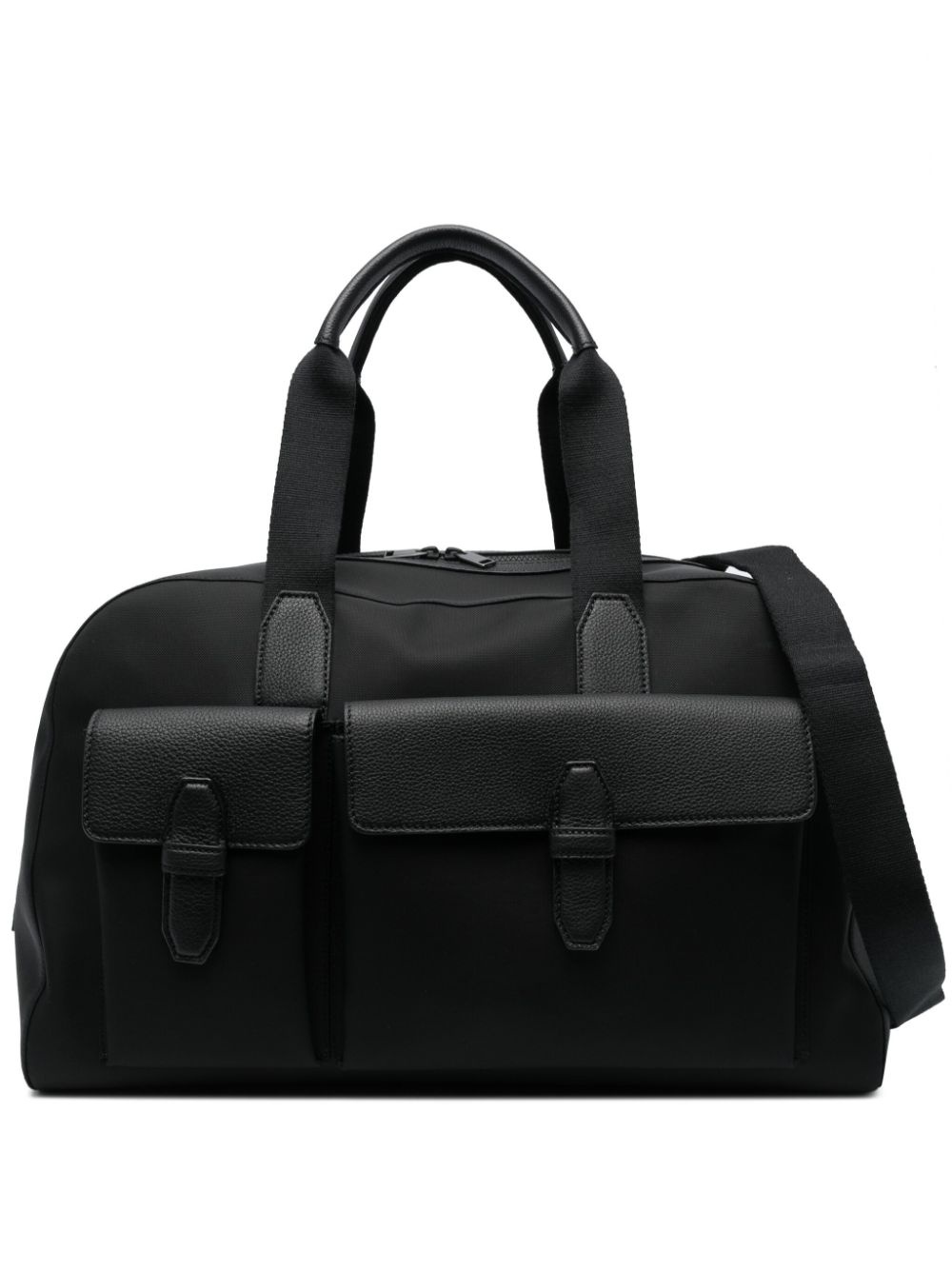 logo-patch leather-trim duffle bag - 1