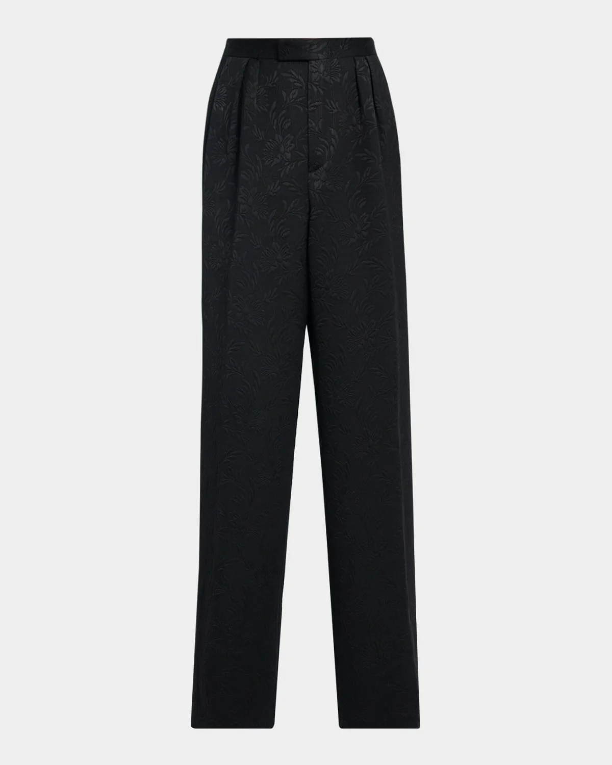 Men's Preaches Floral Jacquard Wide-Leg Pleated Trousers - 1