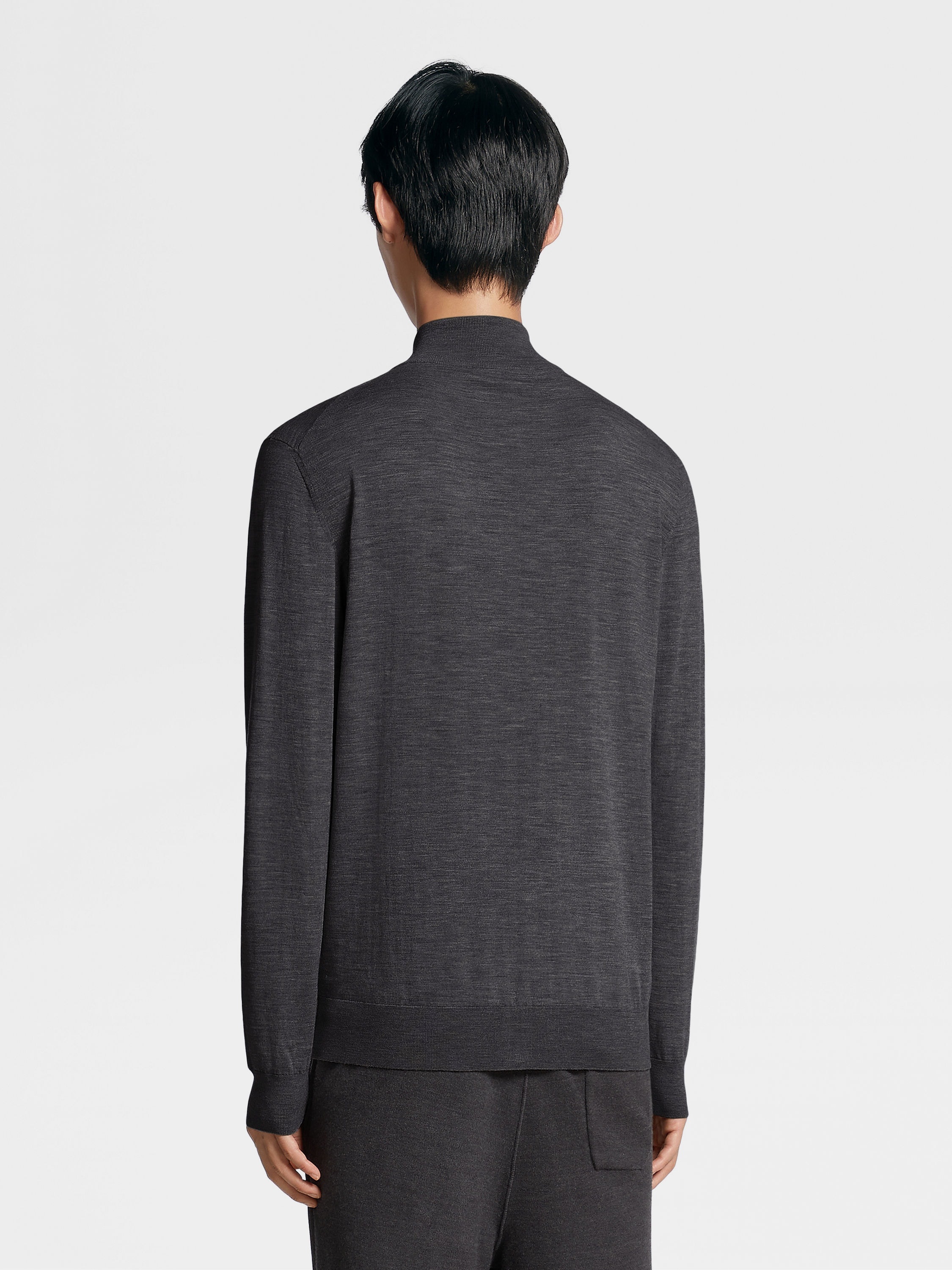 DARK GREY 12MILMIL12 WOOL FULL ZIP SWEATSHIRT - 3
