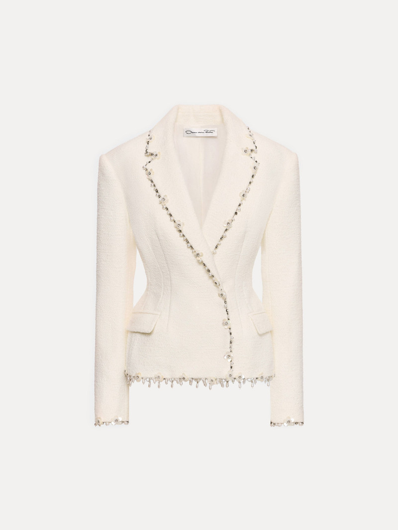 FLORAL JEWELED FRINGE TWEED JACKET 1