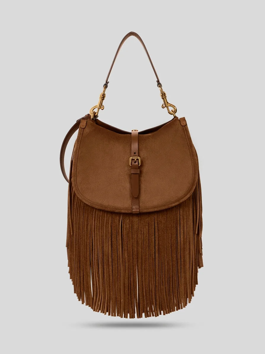 MEDIUM SUEDE PONY BAG WITH FRINGES - 1