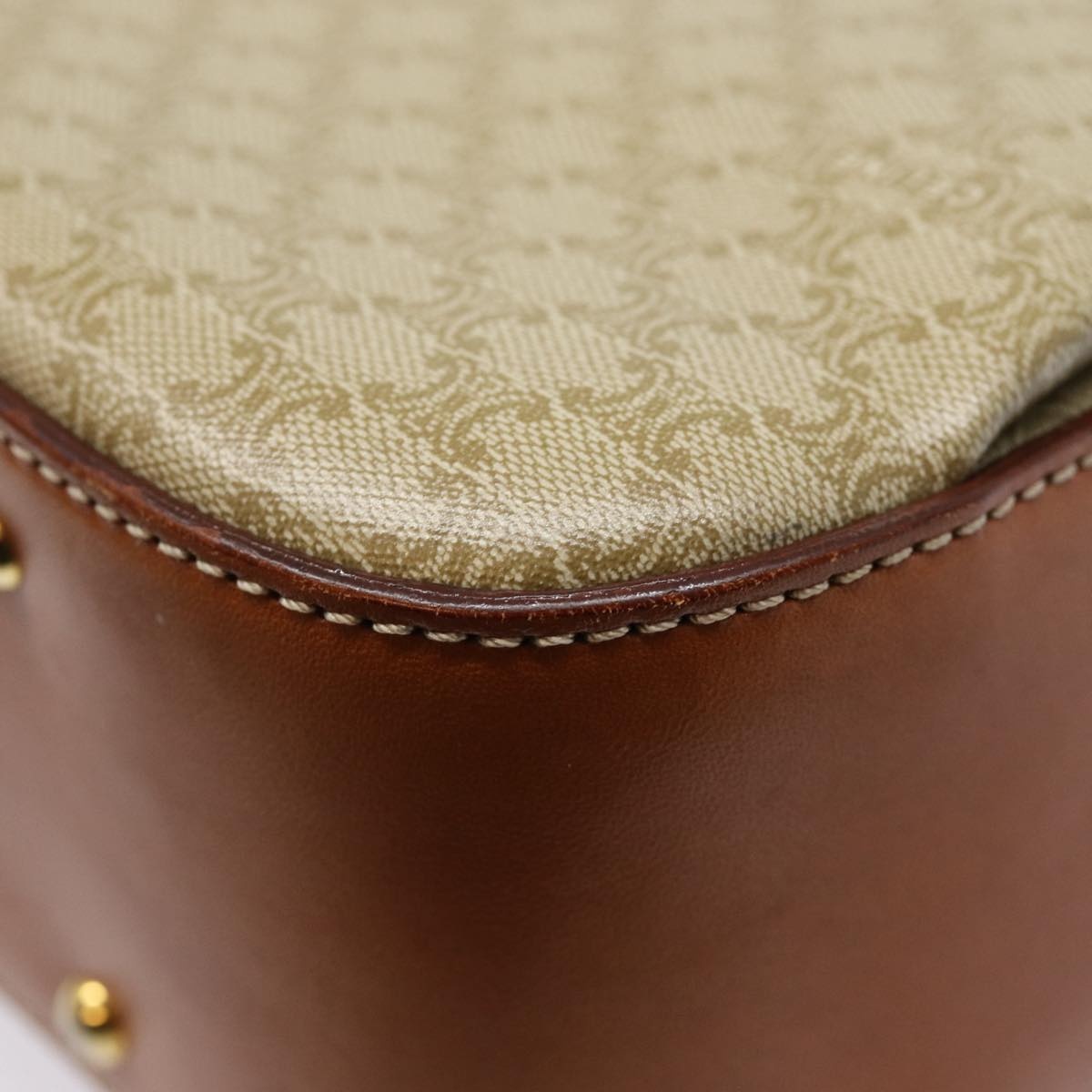 CELINE Macadam Canvas Hand Bag Beige Gold - 12