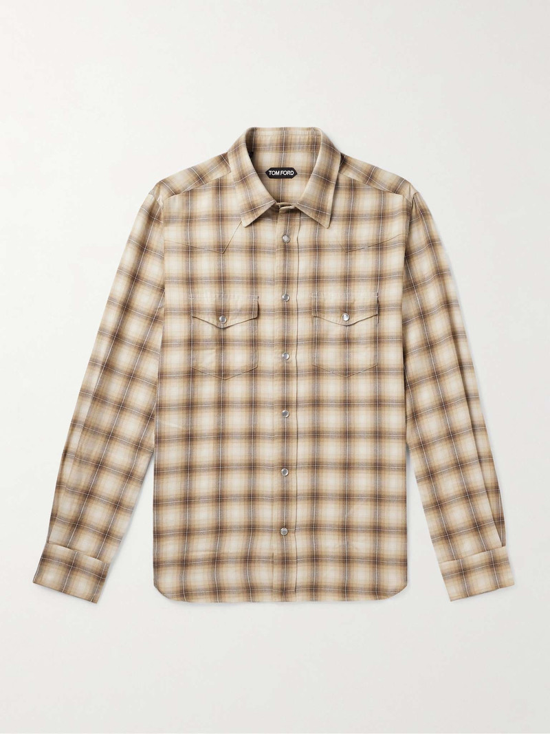 Checked Cotton-Blend Western Shirt - 1