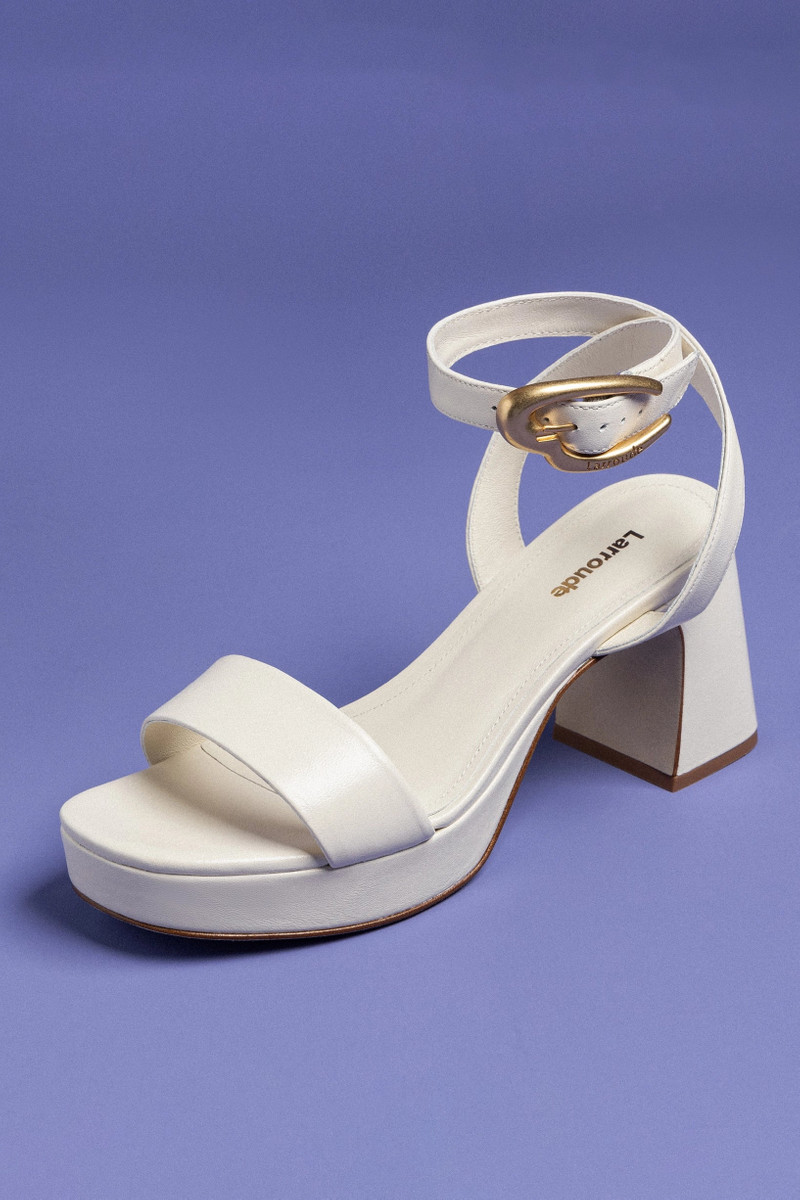 Larroudé Dolly Verona Low Sandal In Ivory Leather outlook