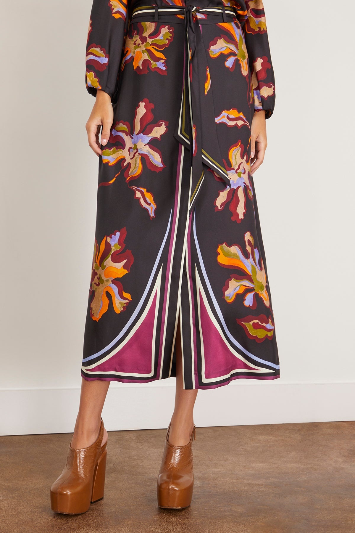 Floral Seductive Skirt in Flame All Over Print - 3