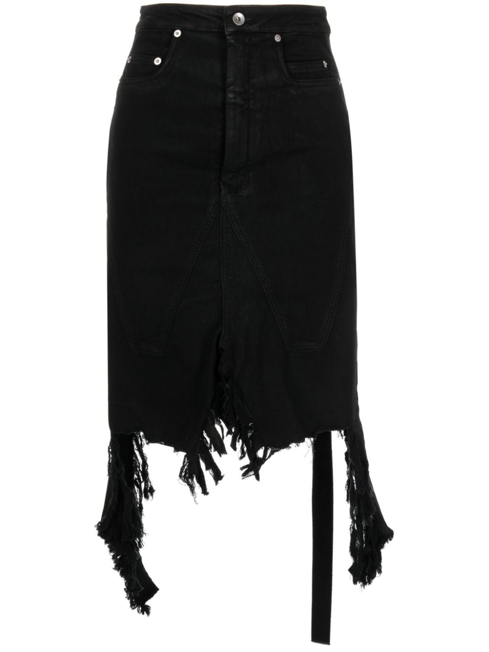 distressed denim midi skirt - 1