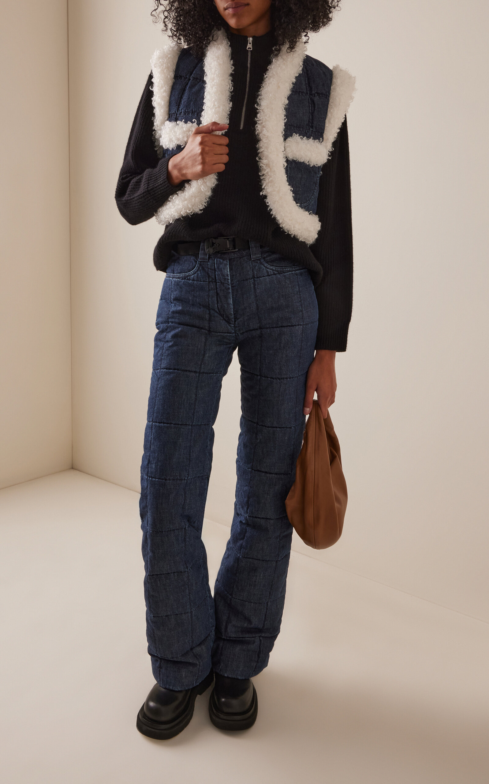 Keptar Down Denim Cropped Vest blue - 3