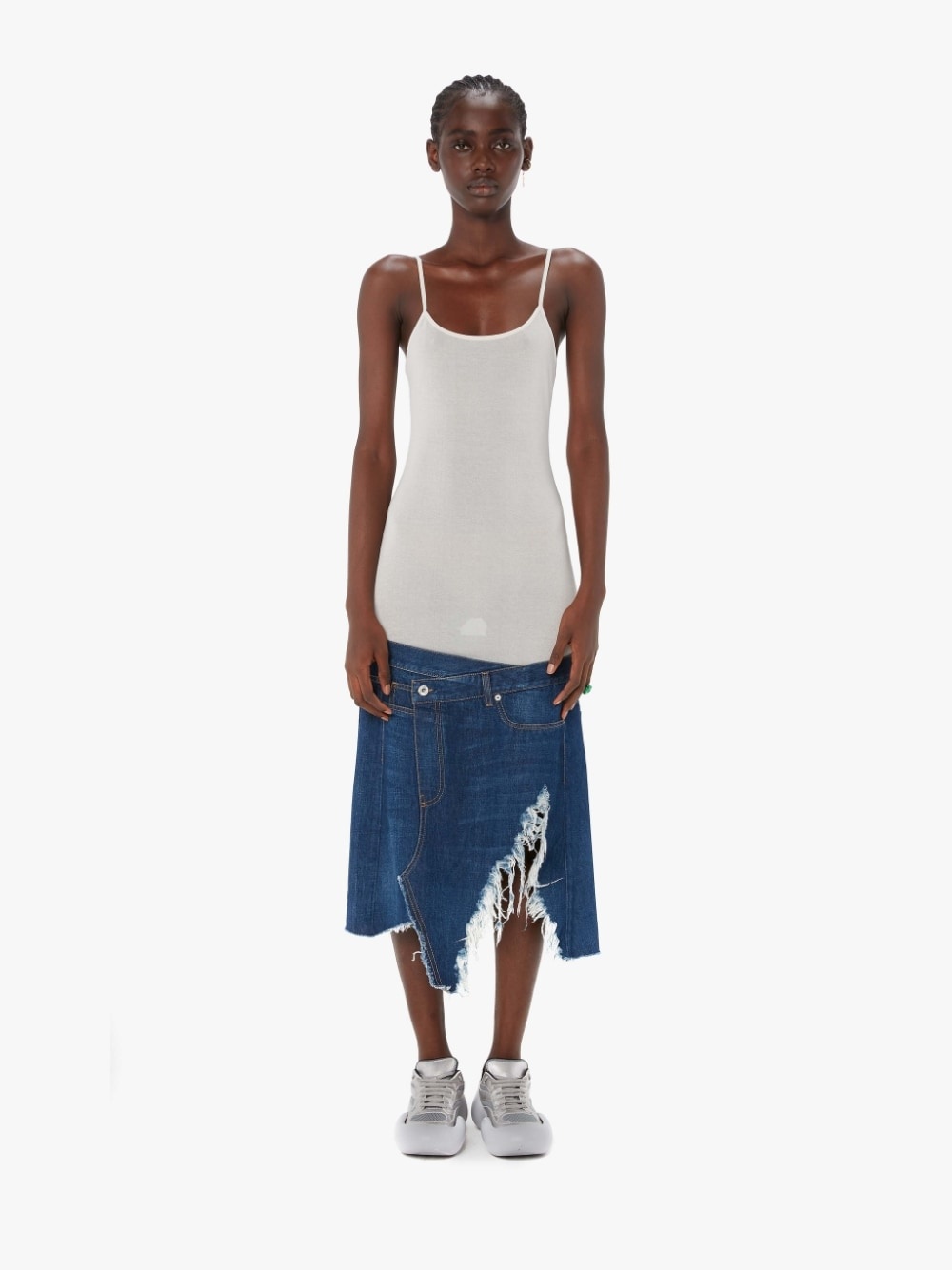 DECONSTRUCTED HYBRID DENIM LONG DRESS - 2