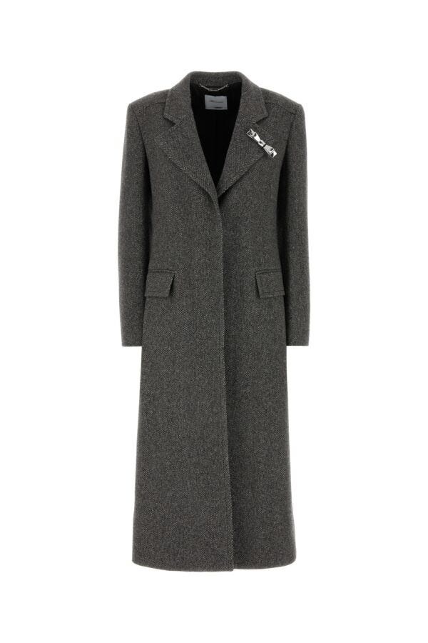 Embroidered wool blend coat - 1