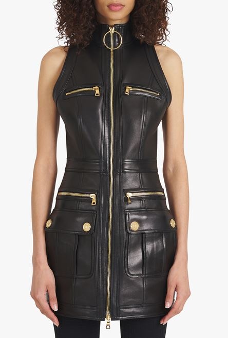 Short black leather dress - 5