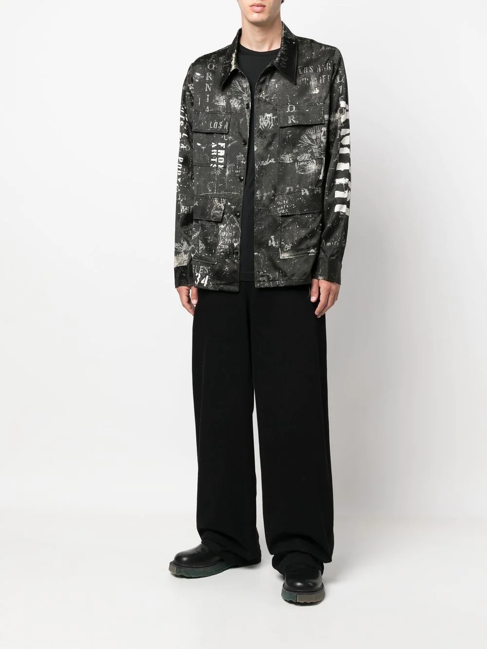 logo-print satin shirt - 2