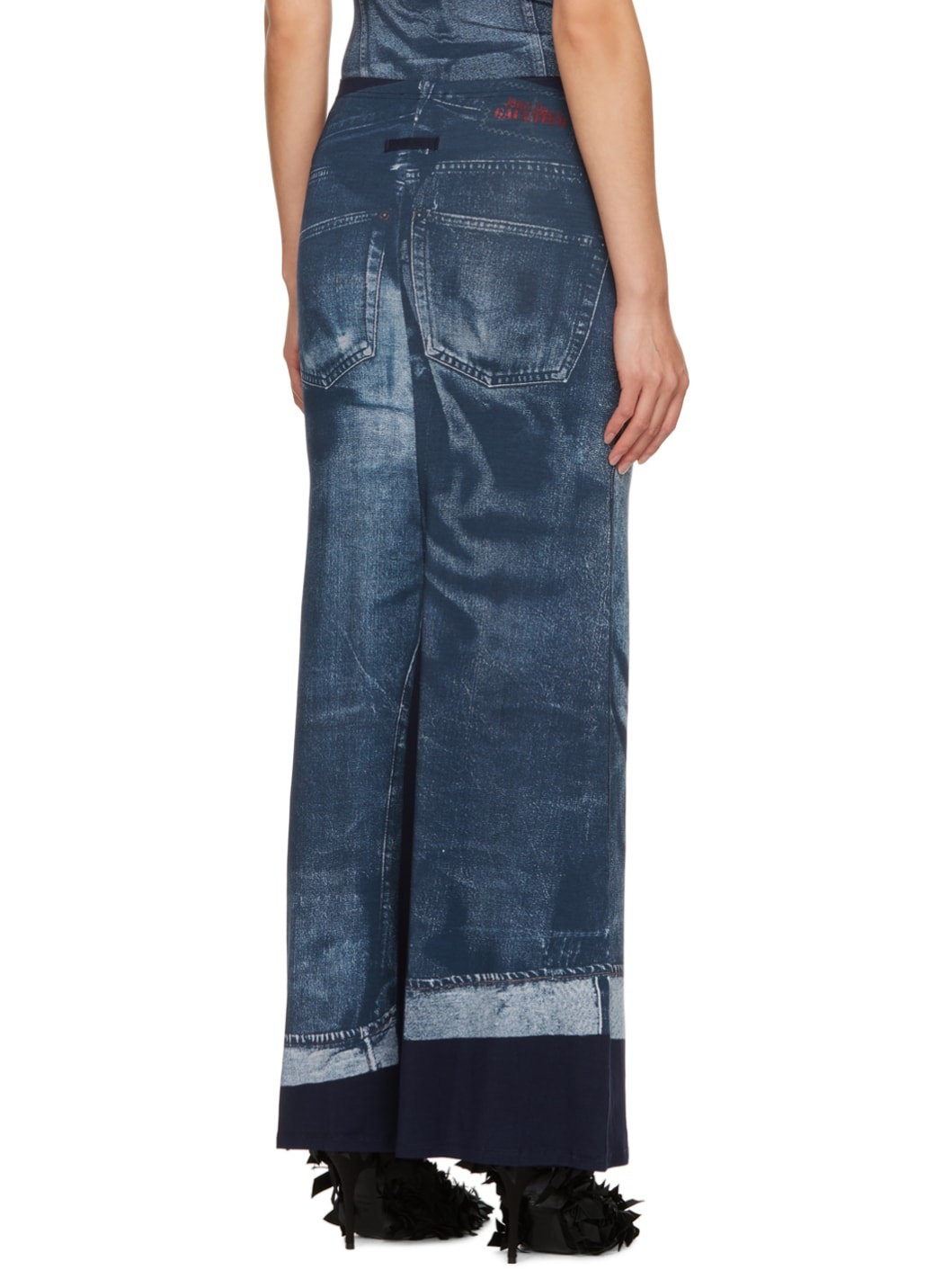 Blue Trompe L'œil Maxi Skirt - 3