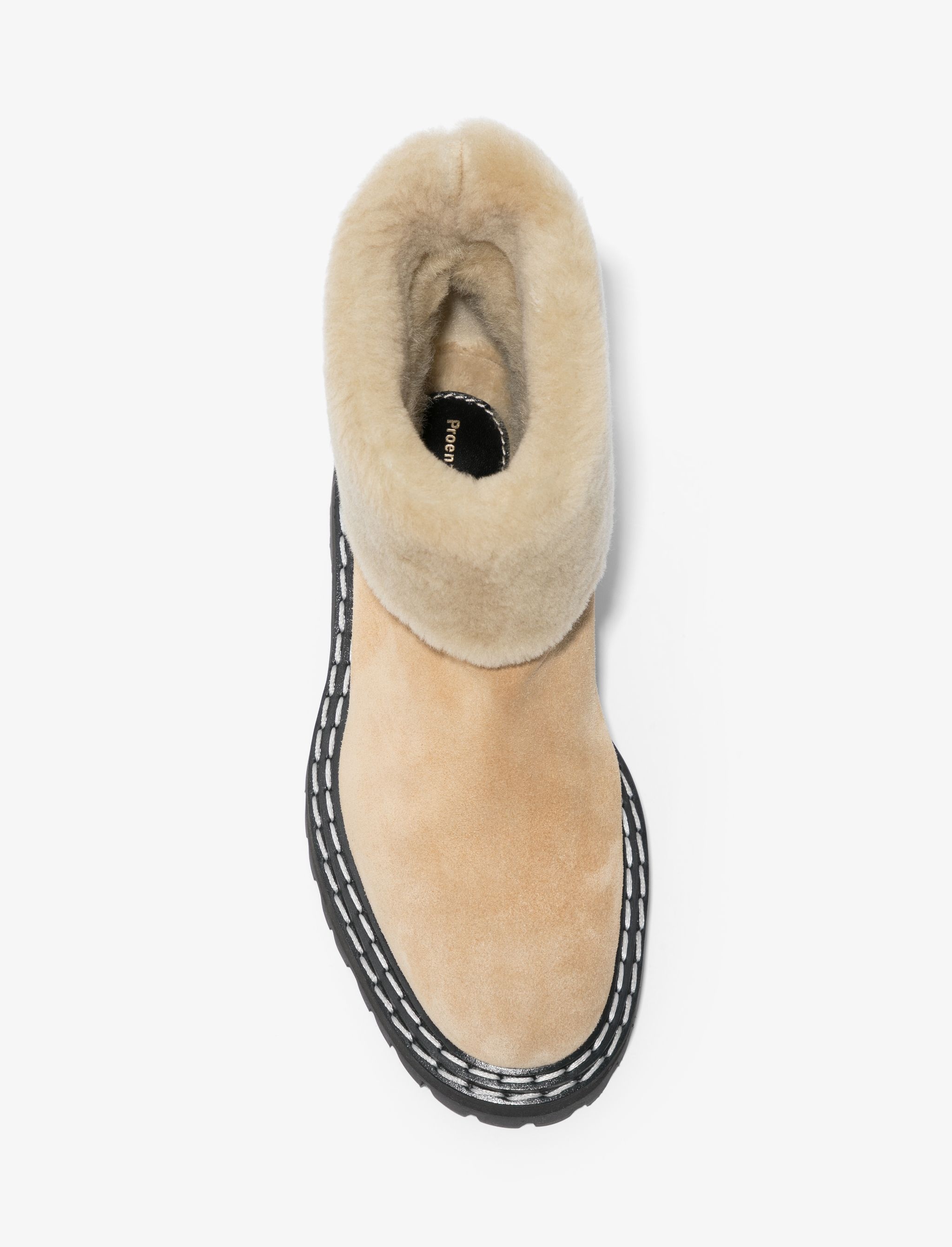 Suede Lug Sole Shearling Ankle Boots - 4