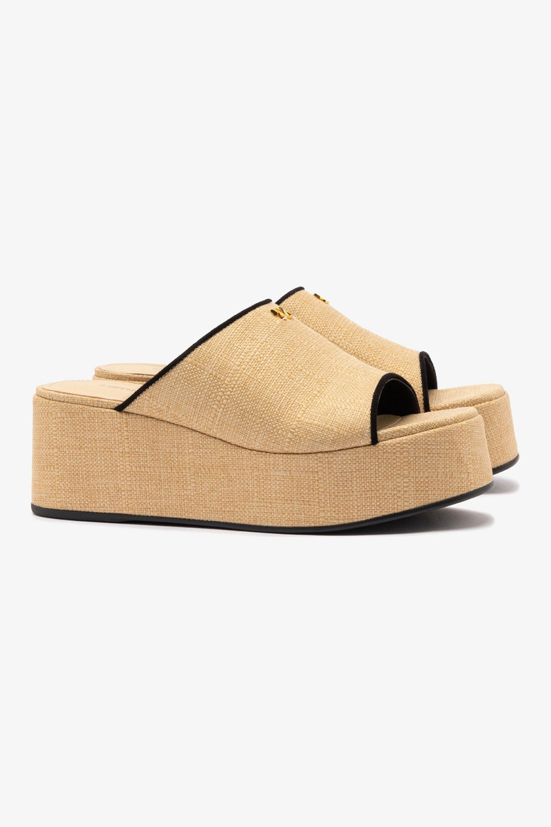 Charli Mule In Beige Raffia and Black Trimming 3
