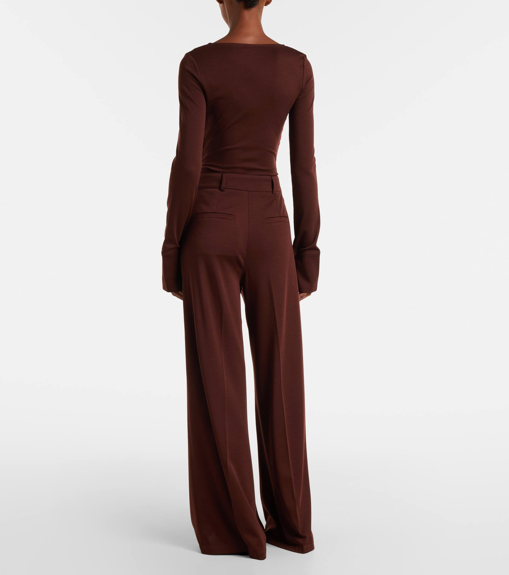Natale high-rise wool wide-leg pants - 3