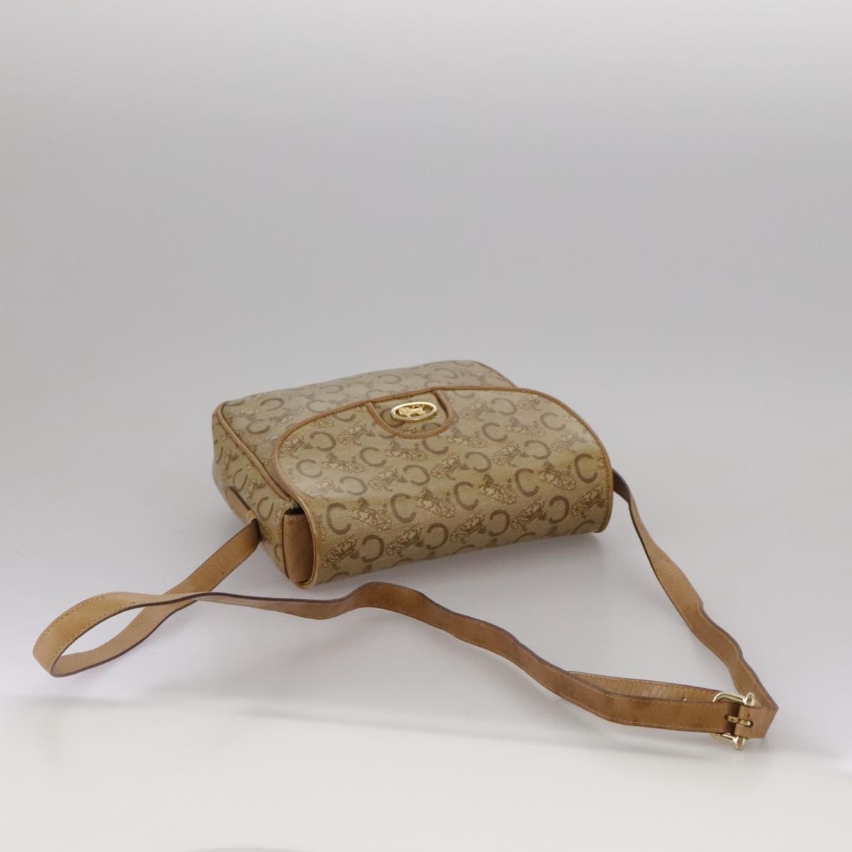 CELINE C Sulky Shoulder Bag Pvc Beige Gold - 7