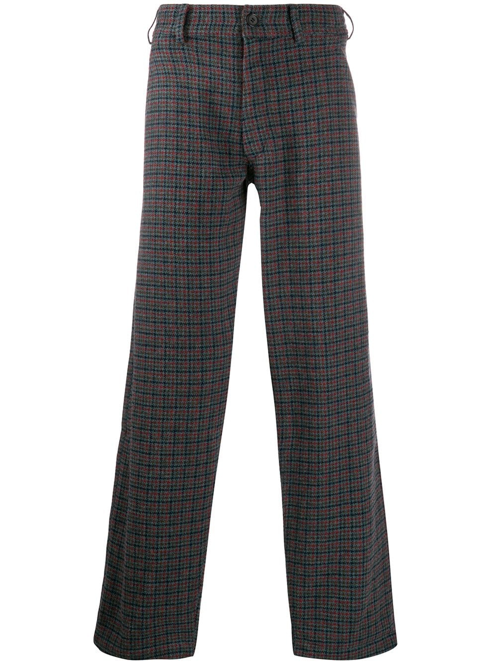 houndstooth straight trousers - 1