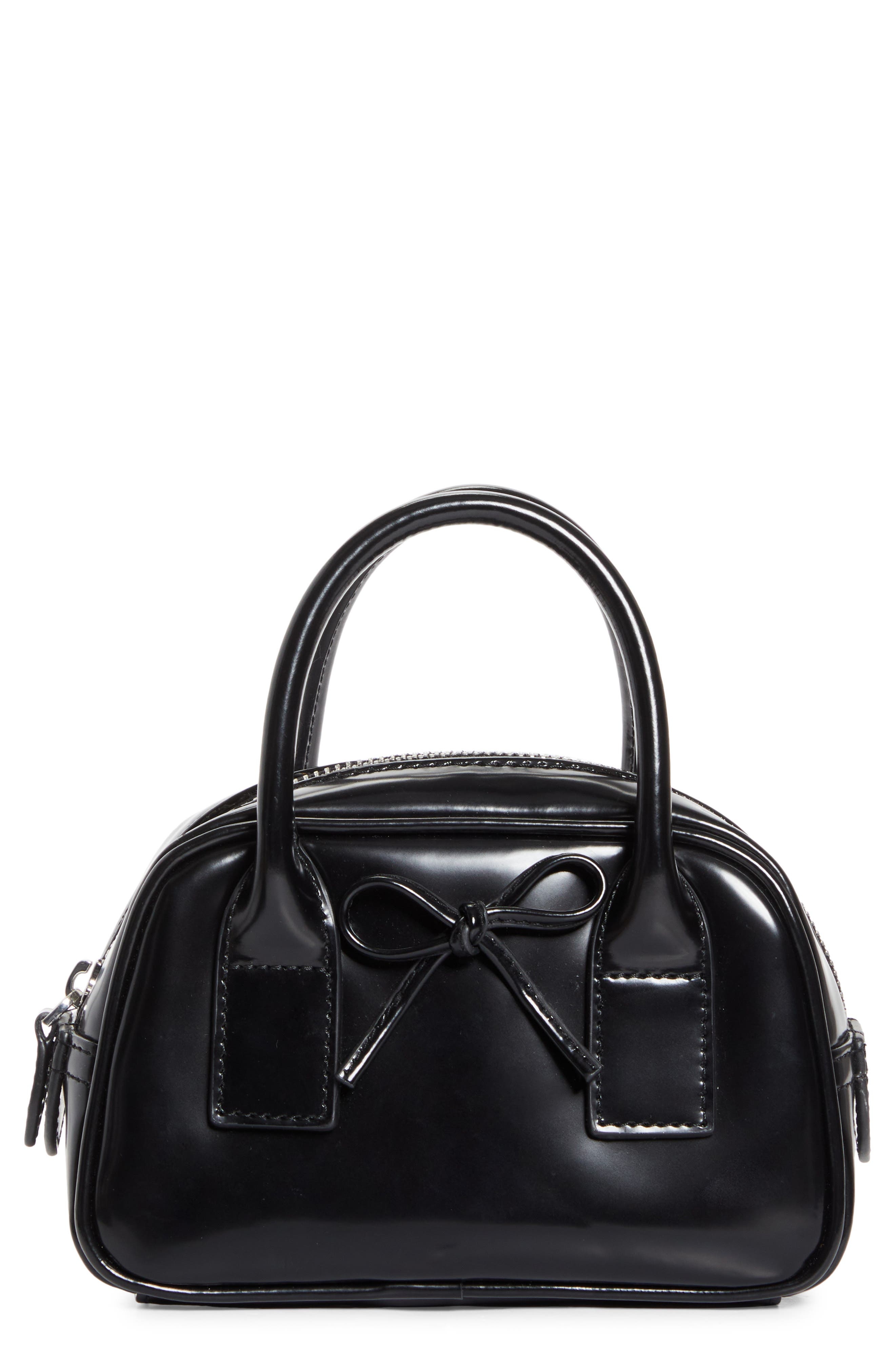Sandy Liang Secure Leather Top Handle Bag in Black at Nordstrom - 1