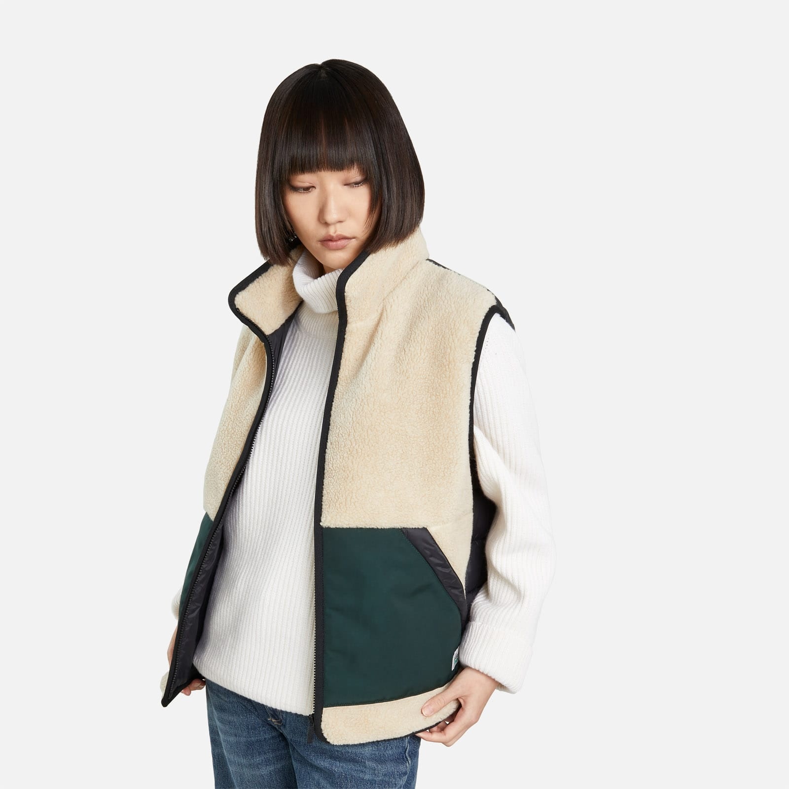 Bimaterial Gilet Beige - 7