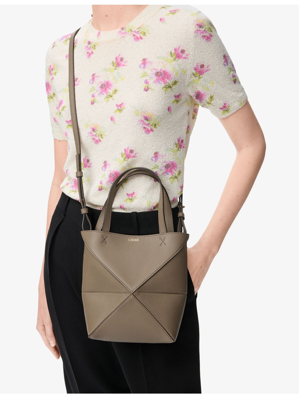 Puzzle Fold Mini Leather Tote Bag - 2