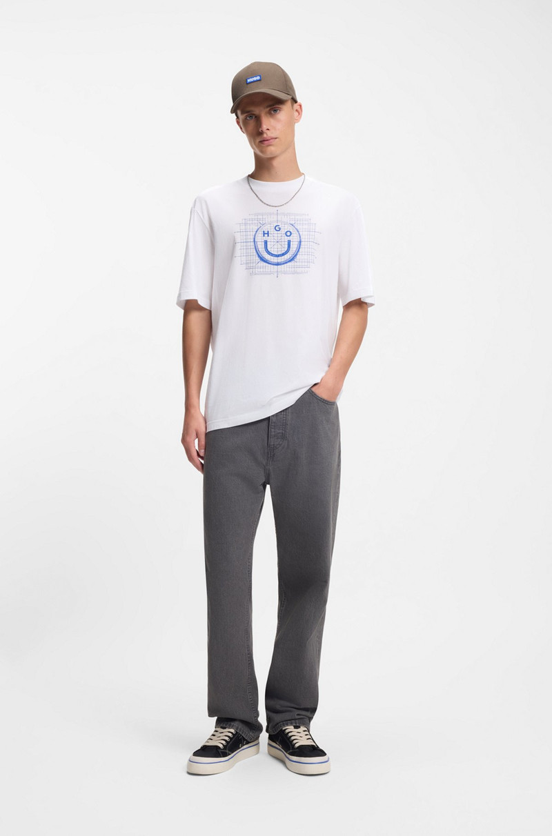 HUGO LOGO-ARTWORK T-SHIRT IN COTTON JERSEY outlook
