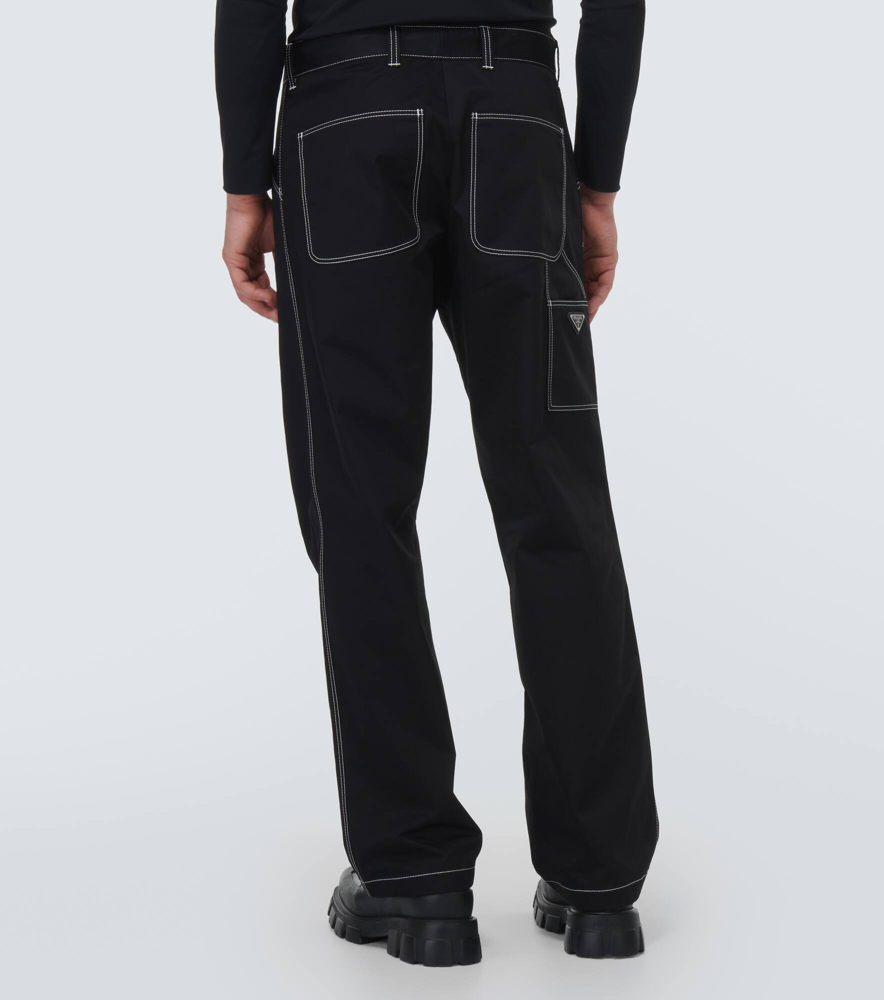 Embroidered straight cotton pants - 4