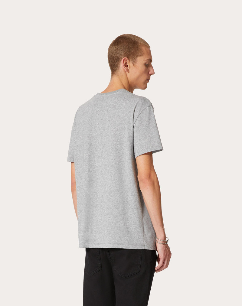 VALENTINO PRINT CRYSTAL EMBROIDERED COTTON T-SHIRT 4