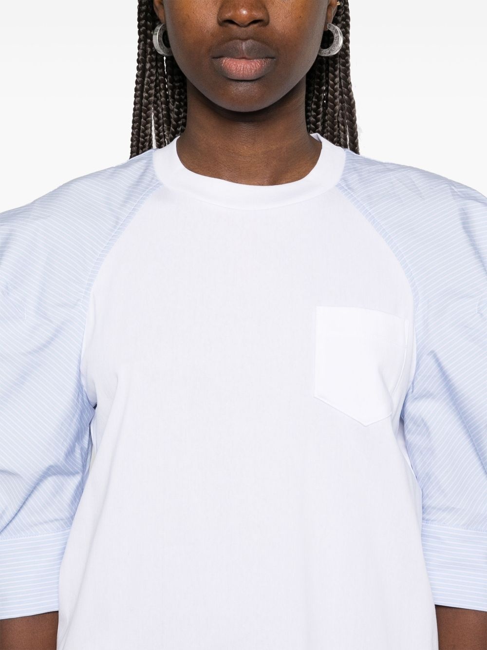 cotton poplin-detailed T-shirt - 5