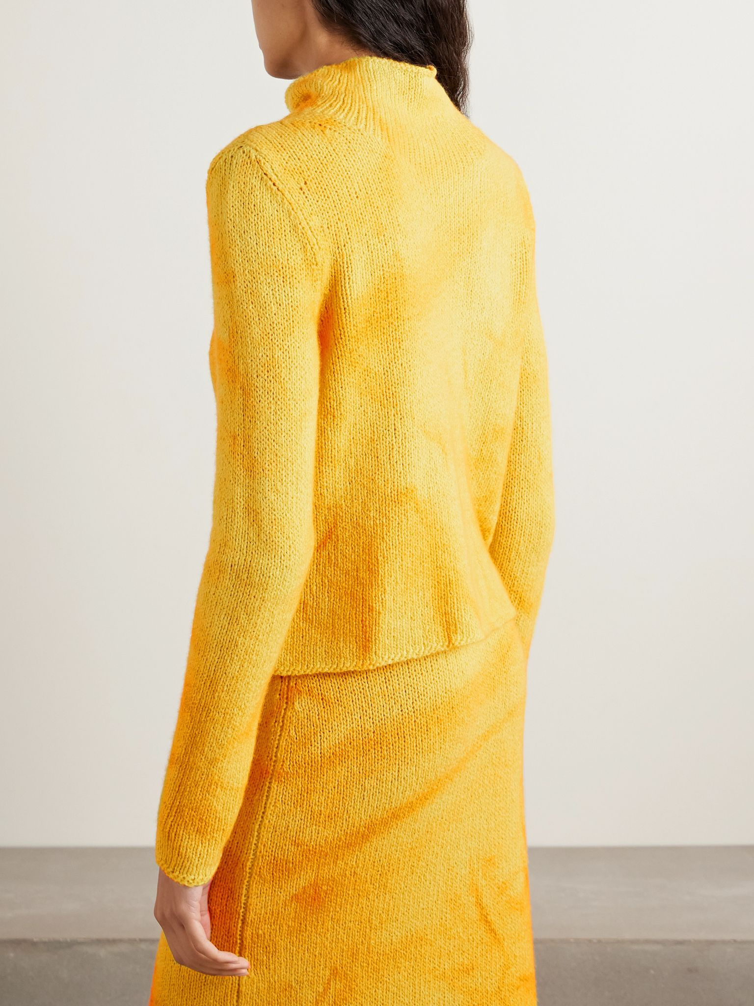 Daina tie-dyed cashmere turtleneck sweater Yellow - 4
