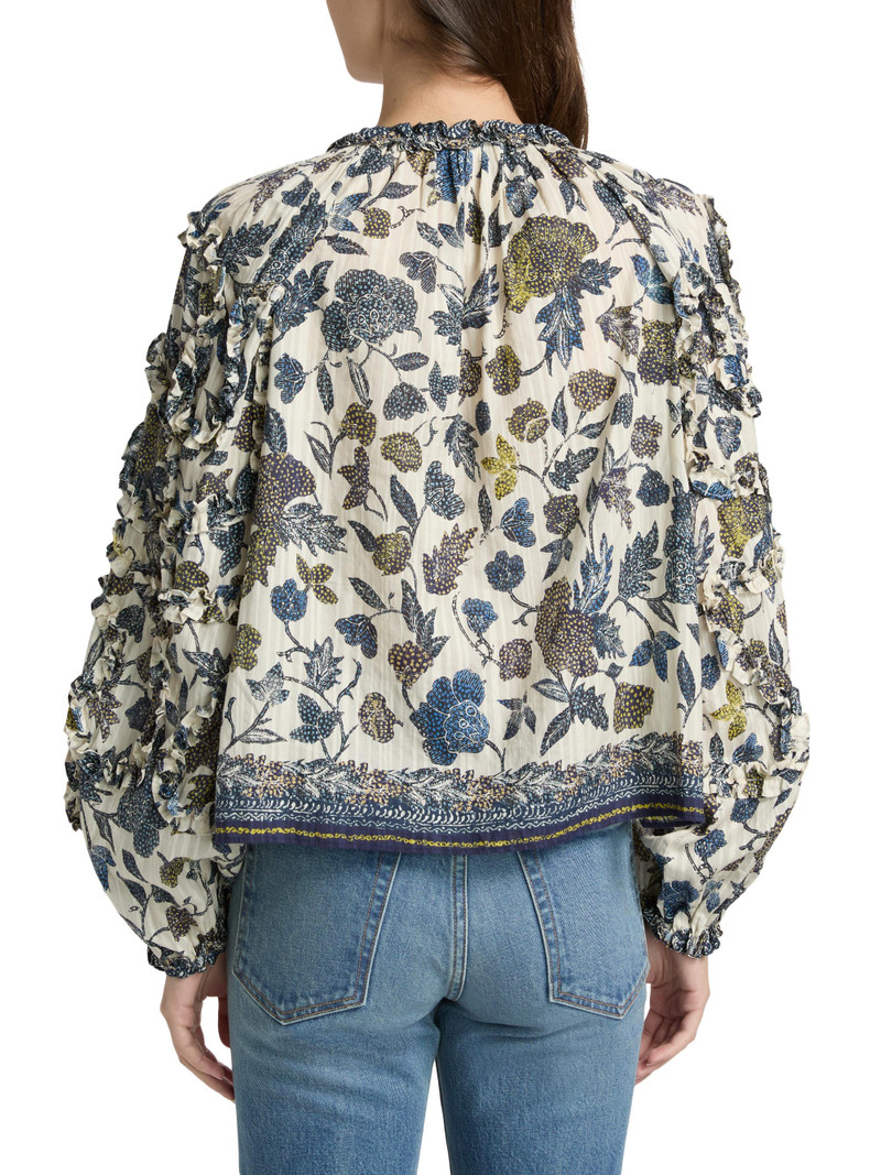 Women's Azrou Printed Ruffled Blouse - Porcelain 5